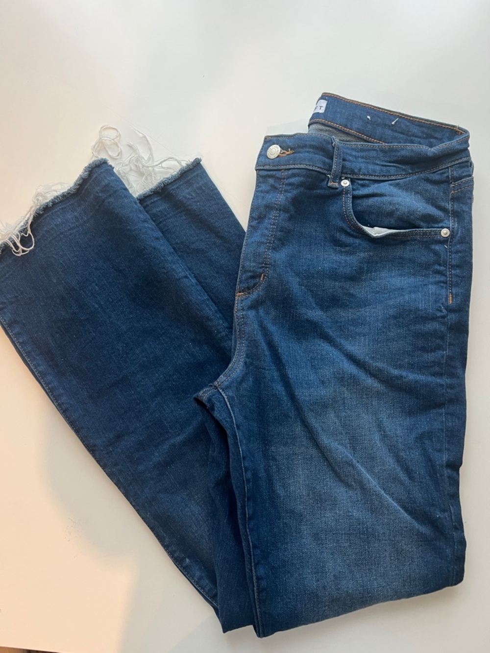 Women's Dark Blue Frayed Hem Jeans
